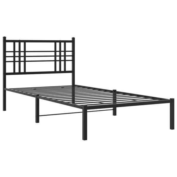 vidaXL Cadre de lit m&eacute;tal sans matelas avec t&ecirc;te de lit noir 100x200cm