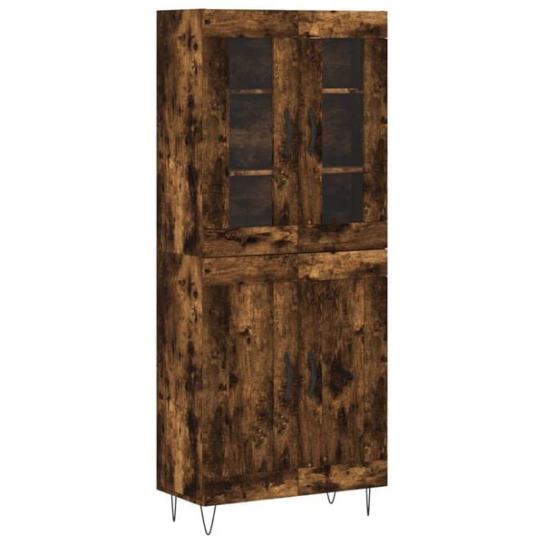 vidaXL Buffet haut Ch&ecirc;ne fum&eacute; 69,5x34x180 cm Bois d'ing&eacute;nierie