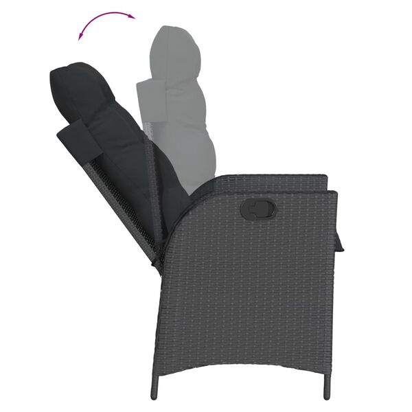 vidaXL Ensemble &agrave; manger de jardin 9pcs coussins noir r&eacute;sine tress&eacute;e