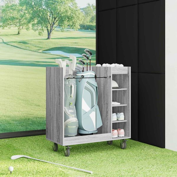 vidaXL Armoire de Golf avec roue Uni Gris Sonoma 90 x 45 x 98 cm
