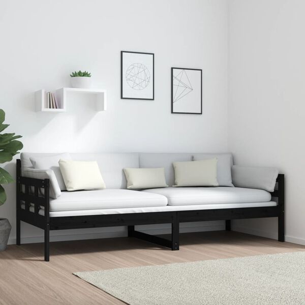 vidaXL Lit de jour sans matelas noir bois de pin massif 80x200 cm
