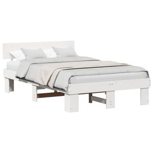 vidaXL Cadre de lit avec t&ecirc;te de lit Blanc 120 x 200 cm Pin massif