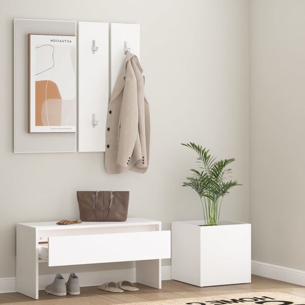 vidaXL Ensemble de meubles de couloir Blanc Bois d'ing&eacute;nierie