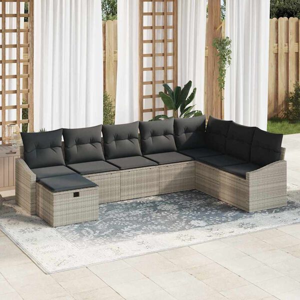 vidaXL Ensemble de canap&eacute; de jardin 8 pcs Gris clair 55 x 62 x 69 cm