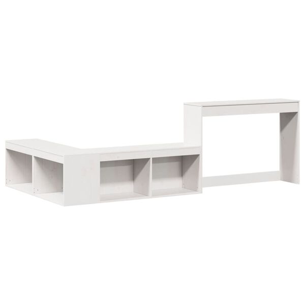 vidaXL Table de chevet avec bureau Blanc 232 x 122 x 75 cm Bois massif Pin