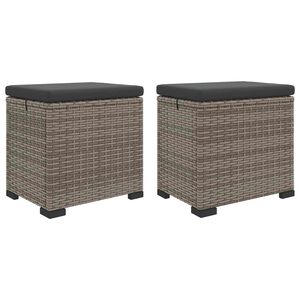 vidaXL Pouf de jardin avec coussin 2 pcs Gris polyrotin
