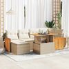 vidaXL Salon de jardin avec coussins 7 pcs beige r&eacute;sine tress&eacute;e acacia