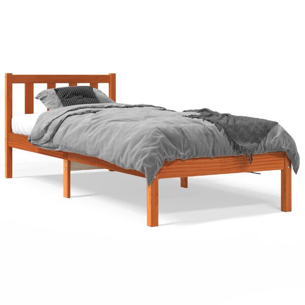 vidaXL Cadre de lit sans matelas cire marron 90x190 cm bois pin massif