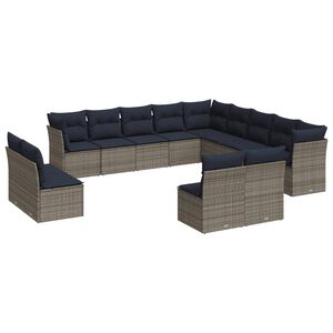 vidaXL Ensemble de canap&eacute; de jardin 13 pcs avec coussins gris