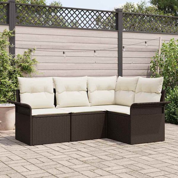 vidaXL Ensemble de canap&eacute; de jardin 4 pcs Marron polyrotin