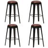 vidaXL Tabourets de bar lot de 4 noir cuir v&eacute;ritable