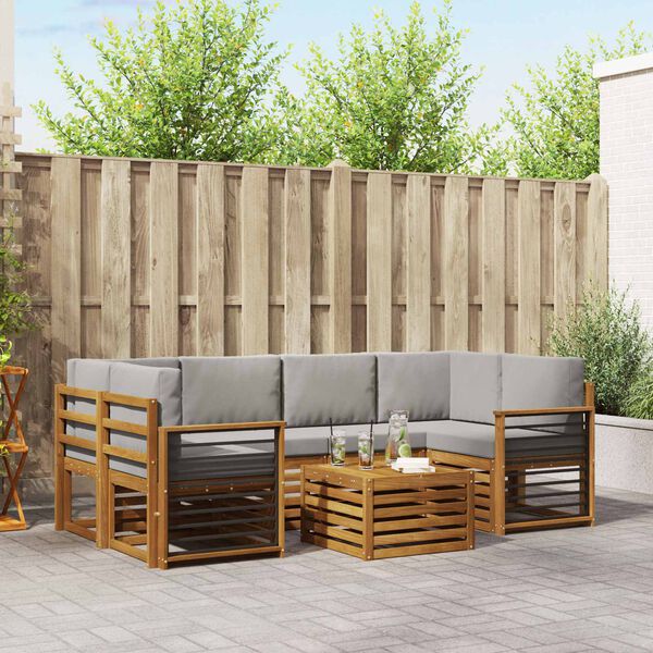 vidaXL Ensembles de canap&eacute;s avec coussin 7 pcs Gris Naturel et Clair