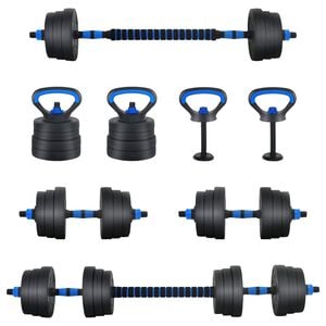 vidaXL Set d'halt&egrave;res 4-en-1 20 kg Noir et Bleu Ciment et sable de fer