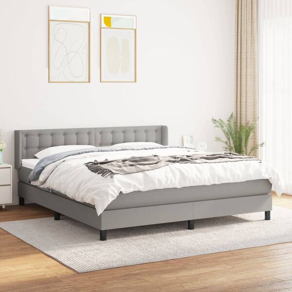 vidaXL Sommier &agrave; lattes de lit avec matelas Gris clair 160x200cm Tissu