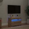 vidaXL Meuble TV avec lumi&egrave;res LED ch&ecirc;ne artisanal bois d'ing&eacute;nierie