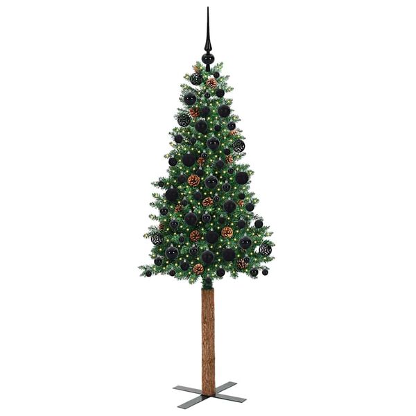 vidaXL Sapin de No&euml;l mince Vert 180 cm PVC et bois de pin massif