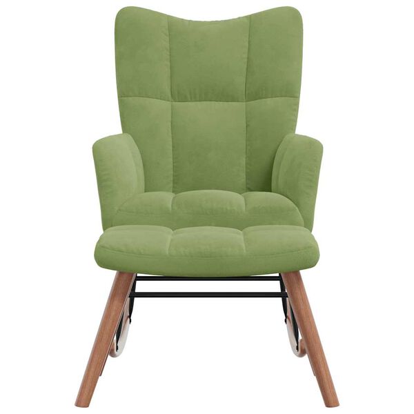 vidaXL Chaise &agrave; bascule avec repose-pied Vert clair Velours