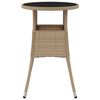 vidaXL Table de jardin Ø60x75 cm Verre trempé/résine tressée Beige
