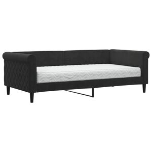 vidaXL Lit de jour avec matelas noir 90x190 cm velours