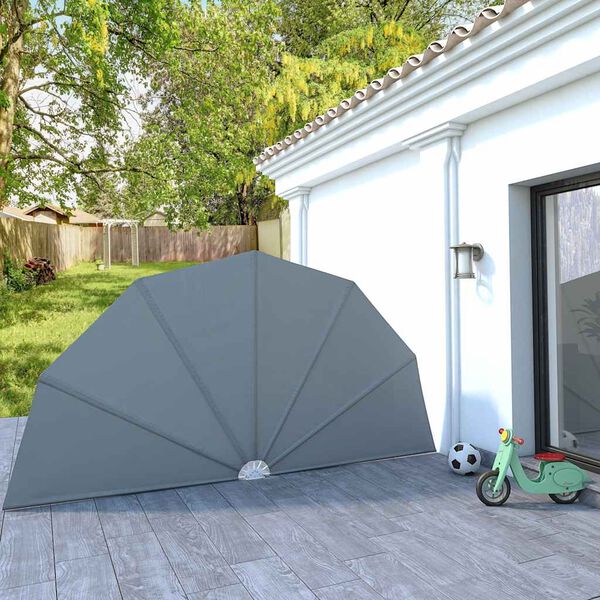 vidaXL Auvent lat&eacute;ral pliable de terrasse Gris 200 cm