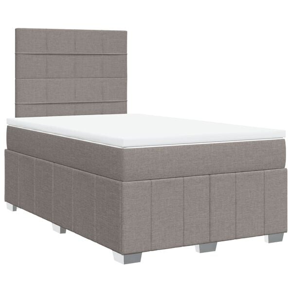 vidaXL Sommier &agrave; lattes de lit avec matelas Taupe 120x200 cm Tissu