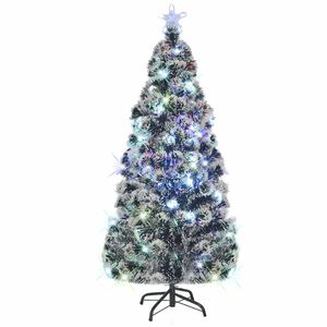 vidaXL Arbre de No&euml;l pr&eacute;-&eacute;clair&eacute; avec support et LED 210 cm fibre optique