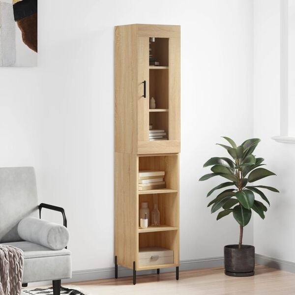 vidaXL Buffet haut Ch&ecirc;ne sonoma 34,5x34x180 cm Bois d'ing&eacute;nierie