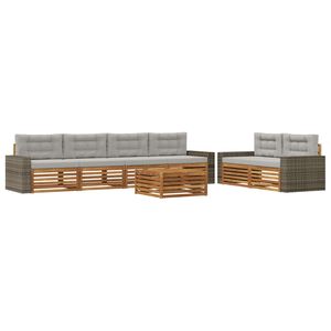 vidaXL Ensemble de canap&eacute;s d'ext&eacute;rieur 7 pc Naturel et gris clair
