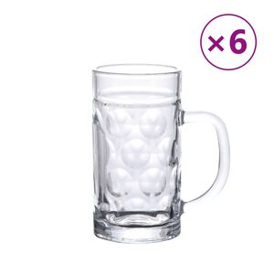 vidaXL Chopes &agrave; bi&egrave;re avec poign&eacute;e en verre 6 pcs 500 ml