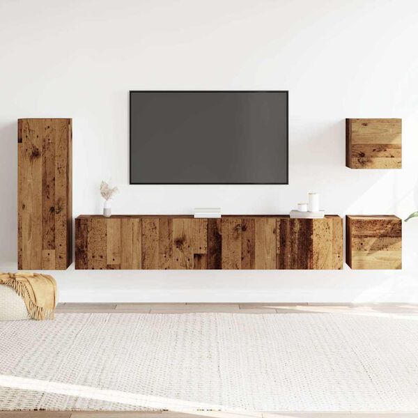 vidaXL Ensemble de meuble TV mural 5 pcs vieux bois bois d'ing&eacute;nierie