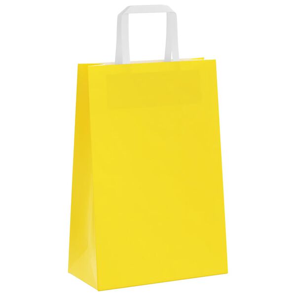 vidaXL Sacs en papier 250 pcs avec poign&eacute;es jaune 21x11x31 cm