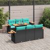 vidaXL Salon de jardin 7 pcs avec coussins noir r&eacute;sine tress&eacute;e