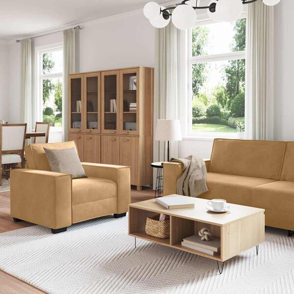 vidaXL Ensemble de canap&eacute;s 3 pcs avec coussins Marron Velours