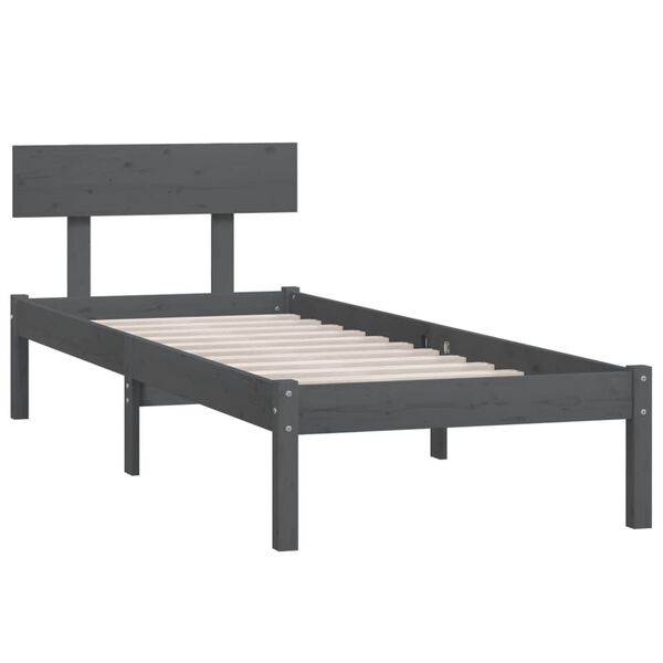 vidaXL Cadre de lit sans matelas gris bois de pin massif