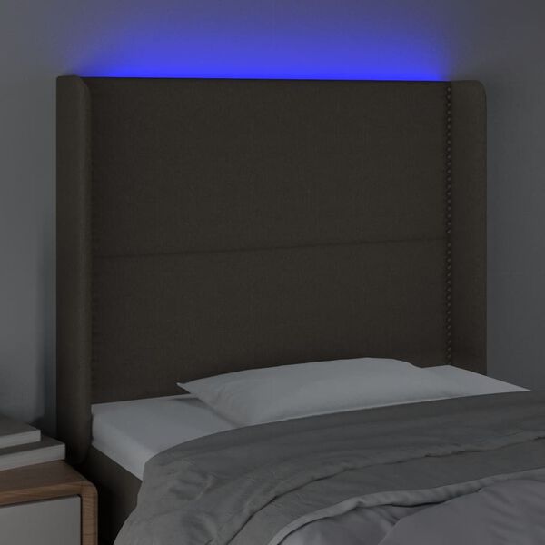 vidaXL T&ecirc;te de lit &agrave; LED Taupe 93x16x118/128 cm Tissu