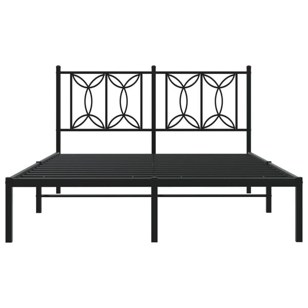 vidaXL Cadre de lit m&eacute;tal sans matelas avec t&ecirc;te de lit noir 140x200cm