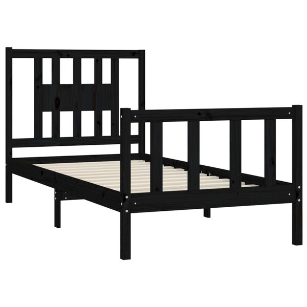 vidaXL Cadre de lit sans matelas noir bois de pin massif 90x200 cm