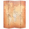 vidaXL Cloison de s&eacute;paration pliable 160 x 170 cm Carte du monde Jaune