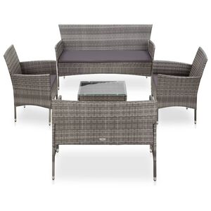 vidaXL Salon de jardin 5 pcs avec coussins r&eacute;sine tress&eacute;e gris
