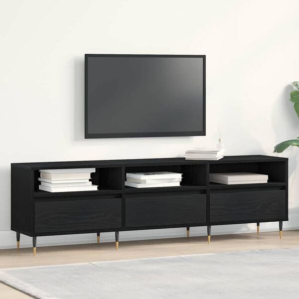 vidaXL Meuble TV Chêne noir 150 x 30 x 44,5 cm Bois d'ingénierie