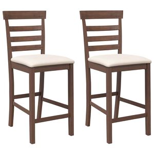 vidaXL Tabourets de bar avec coussins 2 pcs marron bois massif d'hévéa