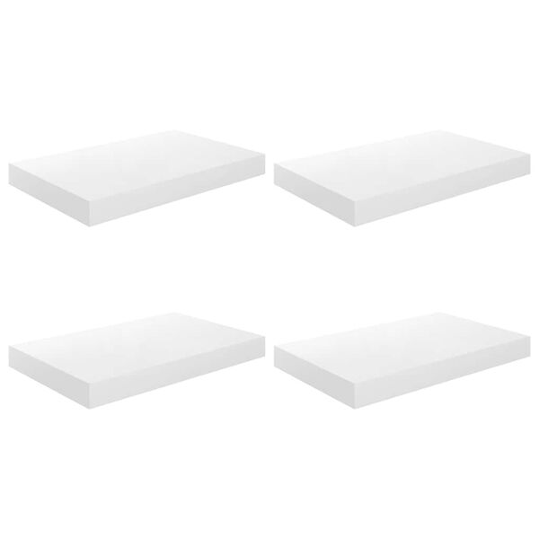 vidaXL &Eacute;tag&egrave;re murale flottante 4 pcs Blanc brillant 40x23x3,8 cm MDF