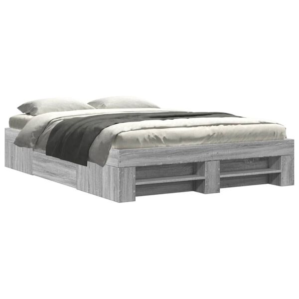 vidaXL Cadre de lit sans matelas sonoma gris 140x190 cm