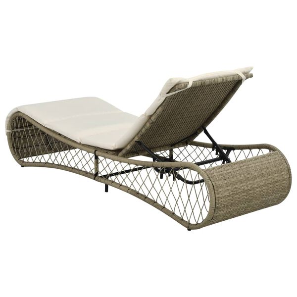 vidaXL Chaise longue avec coussin R&eacute;sine tress&eacute;e Gris