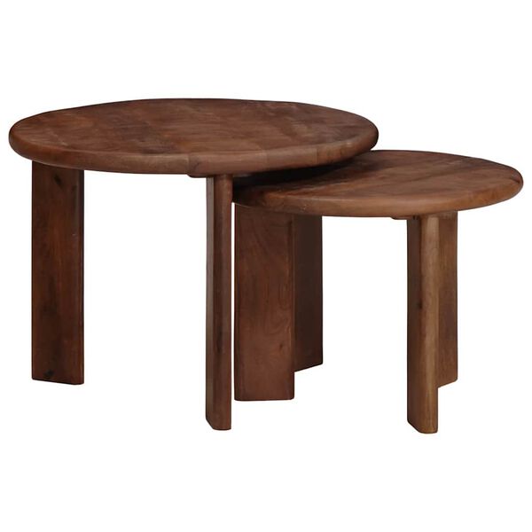 vidaXL Tables basses gigognes 2 pcs Marron fonc&eacute; Bois de mangue massif
