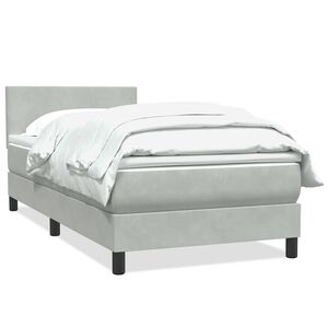 vidaXL Sommier &agrave; lattes de lit et matelas gris clair 90x210 cm velours
