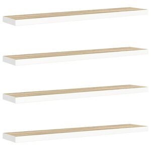vidaXL &Eacute;tag&egrave;res flottantes 4 pcs ch&ecirc;ne et blanc 120x23,5x3,8 cm MDF