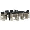 vidaXL Ensemble de salle &agrave; manger pour jardin 9 pcs Gris clair