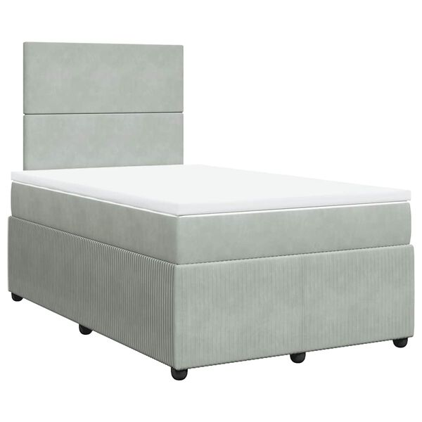 vidaXL Sommier &agrave; lattes de lit et matelas gris clair 120x190cm velours