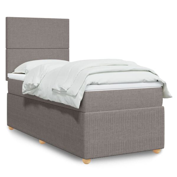 vidaXL Sommier &agrave; lattes de lit avec matelas Taupe 90x200 cm Tissu